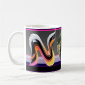 Abstract Fluid Letter N Neon Feather コーヒーマグカップ (左)