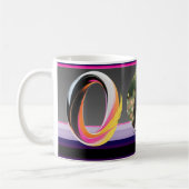 Abstract Fluid Letter O Neon Feather コーヒーマグカップ (左)
