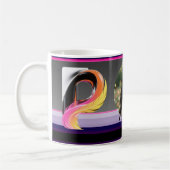 Abstract Fluid Letter P Neon Feather コーヒーマグカップ (左)