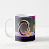 Abstract Fluid Letter Q Neon Feather コーヒーマグカップ (左)