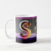 Abstract Fluid Letter S Neon Feather コーヒーマグカップ (左)