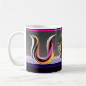 Abstract Fluid Letter U Neon Feather コーヒーマグカップ (左)
