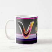 Abstract Fluid Letter V Glossy Neon コーヒーマグカップ (左)