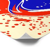 Abstract Fluid Waves in Red, and Blue ポスター (角)