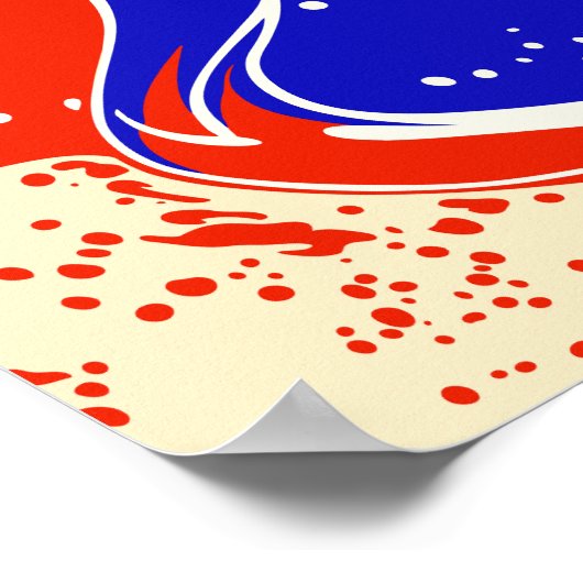 Abstract Fluid Waves in Red, and Blue ポスター (角)