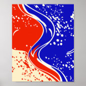 Abstract Fluid Waves in Red, and Blue ポスター (正面)