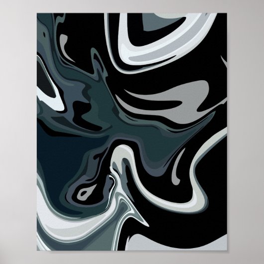 Abstract Fluidity in Monochrome Swirls ポスター (正面)