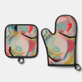 Abstract Fluro Acrylic Painting   鍋つかみ&鍋敷きセット (正面)