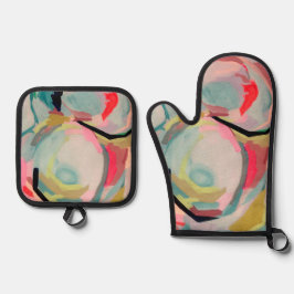 Abstract Fluro Acrylic Painting 鍋つかみ&鍋敷きセット