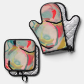 Abstract Fluro Acrylic Painting   鍋つかみ&鍋敷きセット (正面/裏面)