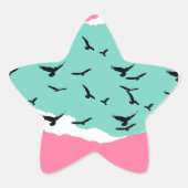 Abstract Flying Birds Sticker Design 星シール (正面)