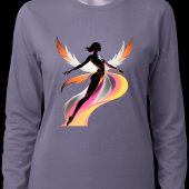 Abstract Flying Woman Neon Flow Silhouette Tシャツ