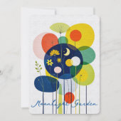 Abstract Folk Art Garden Moon Stars Whimsical シーズンカード (正面)