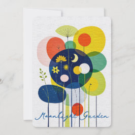 Abstract Folk Art Garden Moon Stars Whimsical シーズンカード