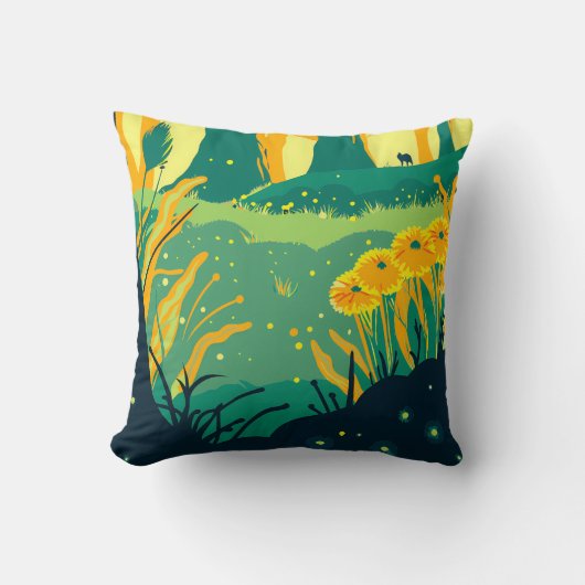 Abstract Forest Scene with Hidden Fox クッション (正面)