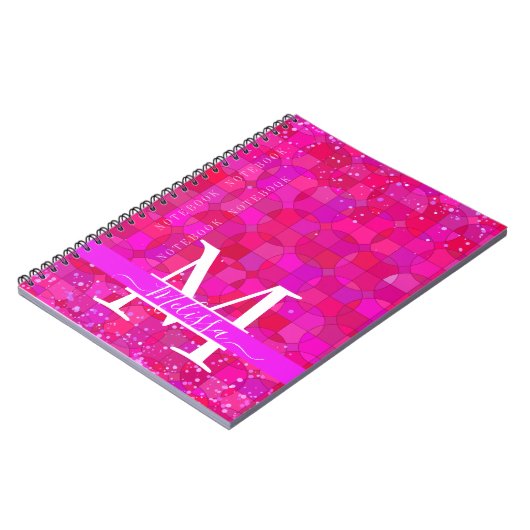 Abstract Fuchsia Red Customizable ノートブック (左側)