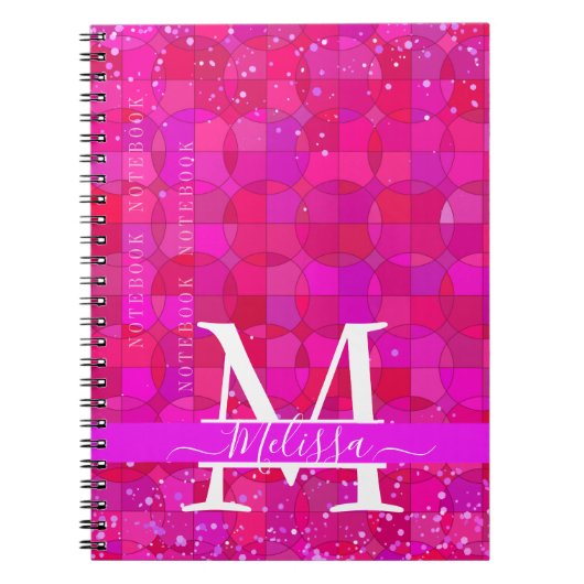 Abstract Fuchsia Red Customizable ノートブック (正面)