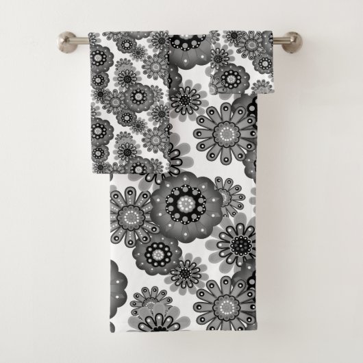 Abstract fun cartoon flowers floral kids scandinav バスタオルセット (インサイチュ)