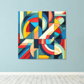 Abstract Geometric Art – Color Grid Composition キャンバスプリント (インサイチュ (ウッドフロア))