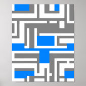Abstract Geometric Art in Blue, White & Grey ポスター (正面)