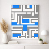 Abstract Geometric Art in Blue, White & Grey ポスター