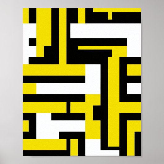 Abstract Geometric Art in Yellow, White & Black ポスター (正面)