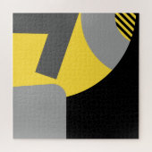 Abstract Geometric Art yellow grey black ジグソーパズル (横)