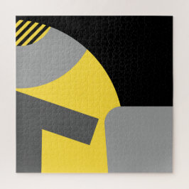 Abstract Geometric Art yellow grey black ジグソーパズル