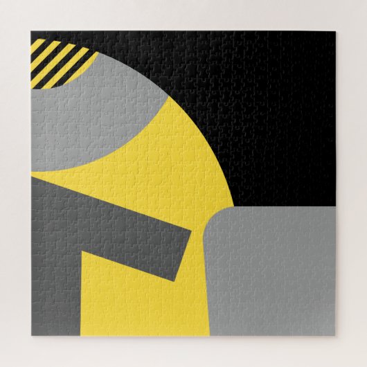 Abstract Geometric Art yellow grey black ジグソーパズル (縦)