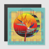 Abstract geometric bird flower aqua yellow red sun (正面/裏面)