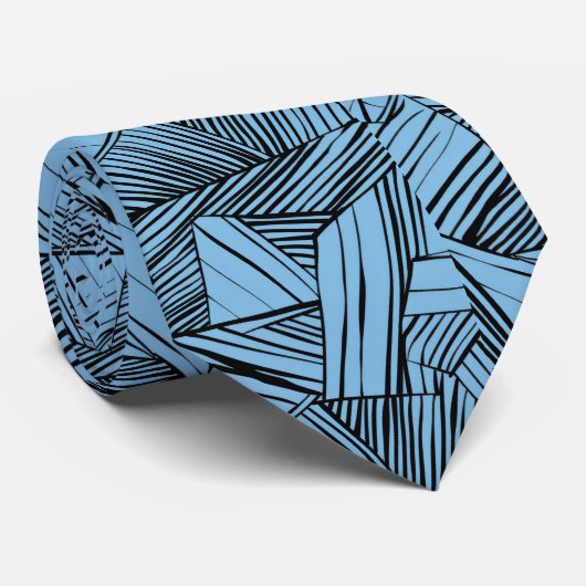 Abstract Geometric Black & Blue Custom Necktie ネクタイ (ロール)