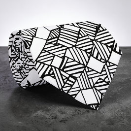 Abstract Geometric Black & White Custom Necktie ネクタイ