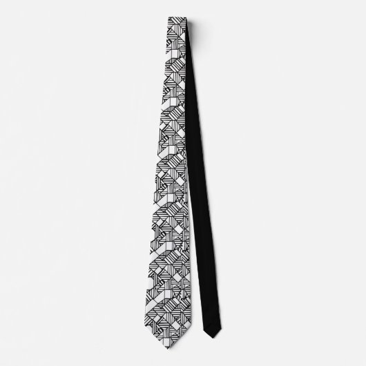 Abstract Geometric Black & White Custom Necktie ネクタイ (正面)