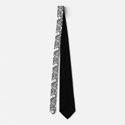 Abstract Geometric Black & White Custom Necktie ネクタイ (裏面)
