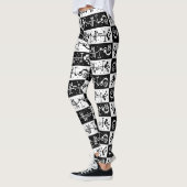 Abstract Geometric Black & White Pattern – Hand Dr レギンス (左)