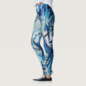 Abstract geometric blue camo レギンス (左)
