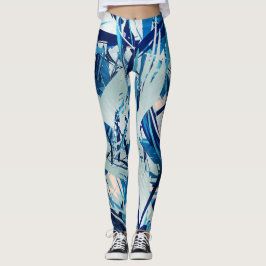 Abstract geometric blue camo レギンス