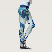 Abstract geometric blue camo レギンス (右)