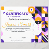 Abstract Geometric Certificate of Achievement Mode (正面)