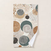 Abstract Geometric Circle Pattern Neutral Boho バスタオルセット (ハンドタオル)
