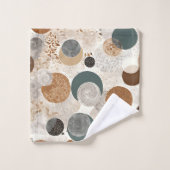 Abstract Geometric Circle Pattern Neutral Boho バスタオルセット (ウォッシュタオル)