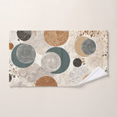 Abstract Geometric Circle Pattern Neutral Boho バスタオルセット (ハンドタオル)