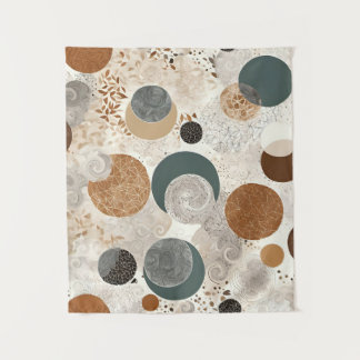 Abstract Geometric Circle Pattern Neutral Boho 384 タペストリー