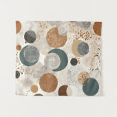 Abstract Geometric Circle Pattern Neutral Boho 384 タペストリー (正面(横))