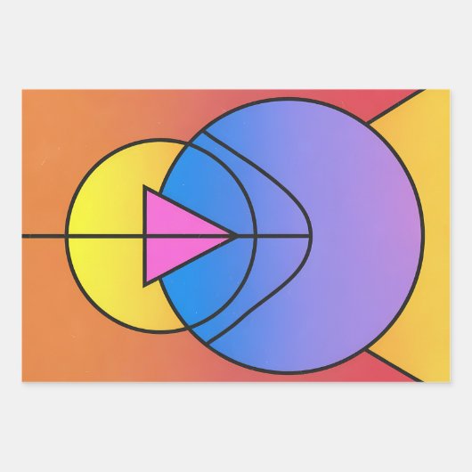 Abstract Geometric Circles Line Colorful  ラッピングペーパーシート (正面)