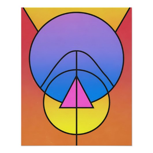 Abstract Geometric Circles Line Colorful Poster ポスター (正面)