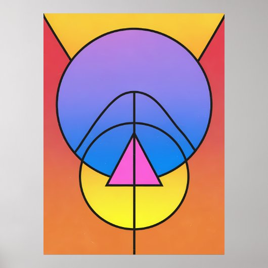 Abstract Geometric Circles Line Colorful Poster ポスター (正面)