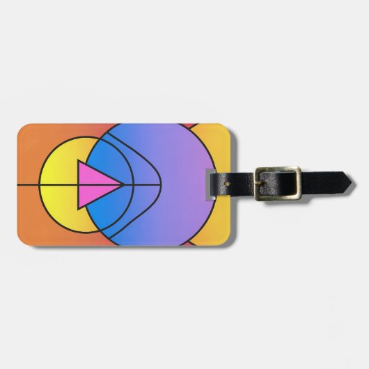Abstract Geometric Circles Line Colorful Poster ラゲッジタグ (正面横)
