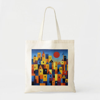 Abstract Geometric Cityscape Colorful Modern Art  トートバッグ