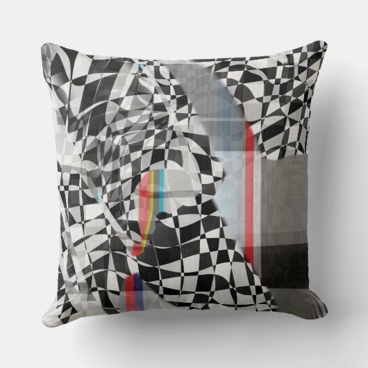 Abstract Geometric Collage Checker Pattern クッション (裏面)
